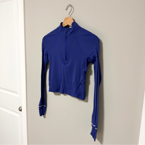 LULULEMON Its Rulu Run Cropped Half Zip Rib - Psychic - Picture 7 of 10